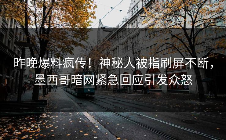 昨晚爆料疯传！神秘人被指刷屏不断，墨西哥暗网紧急回应引发众怒