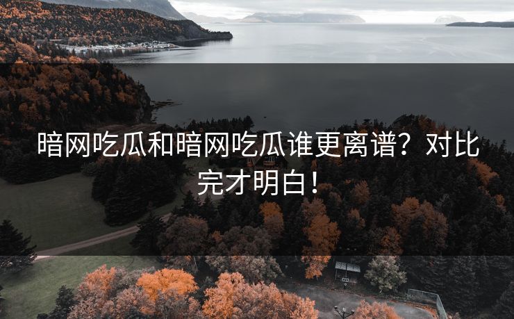 暗网吃瓜和暗网吃瓜谁更离谱？对比完才明白！