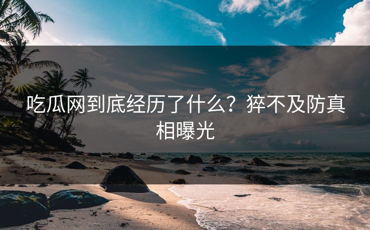吃瓜网到底经历了什么？猝不及防真相曝光