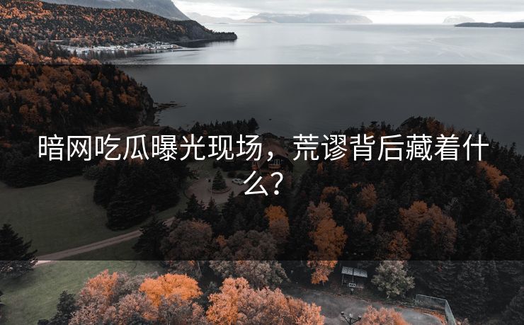暗网吃瓜曝光现场，荒谬背后藏着什么？