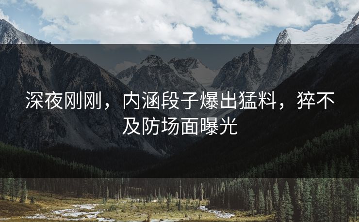 深夜刚刚，内涵段子爆出猛料，猝不及防场面曝光