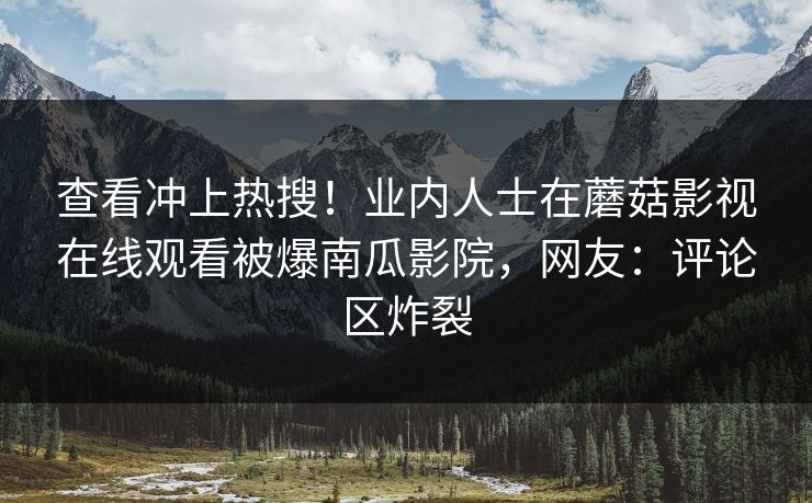 查看冲上热搜！业内人士在蘑菇影视在线观看被爆南瓜影院，网友：评论区炸裂