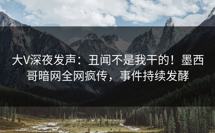 大V深夜发声：丑闻不是我干的！墨西哥暗网全网疯传，事件持续发酵