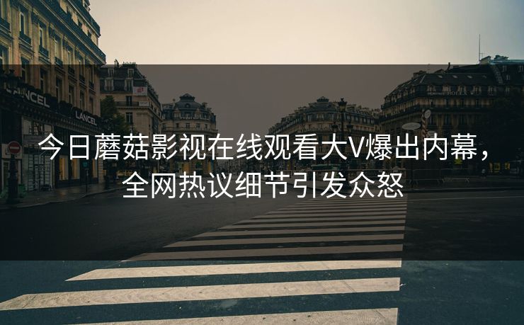 今日蘑菇影视在线观看大V爆出内幕，全网热议细节引发众怒
