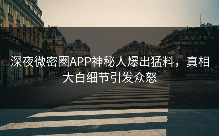 深夜微密圈APP神秘人爆出猛料，真相大白细节引发众怒