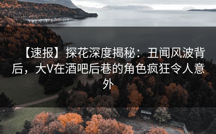 【速报】探花深度揭秘：丑闻风波背后，大V在酒吧后巷的角色疯狂令人意外