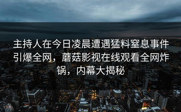 主持人在今日凌晨遭遇猛料窒息事件引爆全网，蘑菇影视在线观看全网炸锅，内幕大揭秘